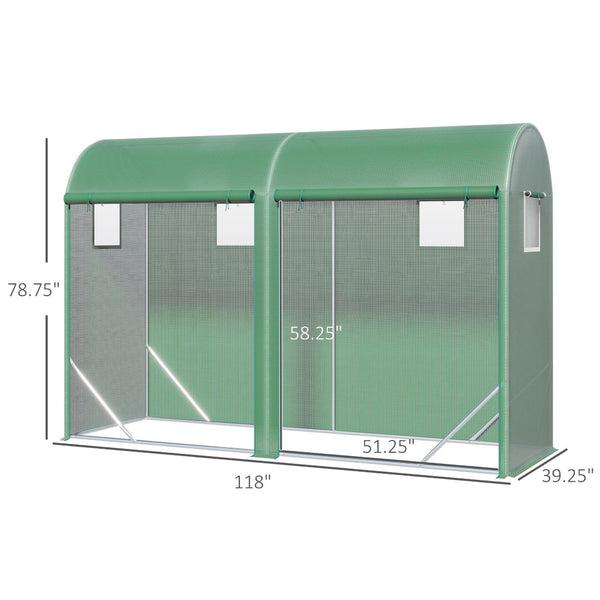 English Elm Greenhouse,walk-in Lean-to Steel Frame Garden Shelter with Mesh Vents and Uv Pe Cover T3971P422248
