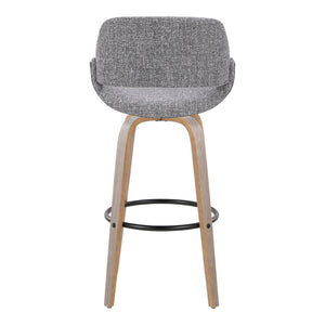 English Elm Fixed-height Swivel Barstools with Fabric Seat and Wood Legs for Kitchen Islands Set of 2 B202S01907