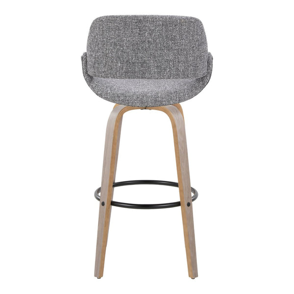 English Elm Fixed-height Swivel Barstools with Fabric Seat and Wood Legs for Kitchen Islands Set of 2 B202S01907