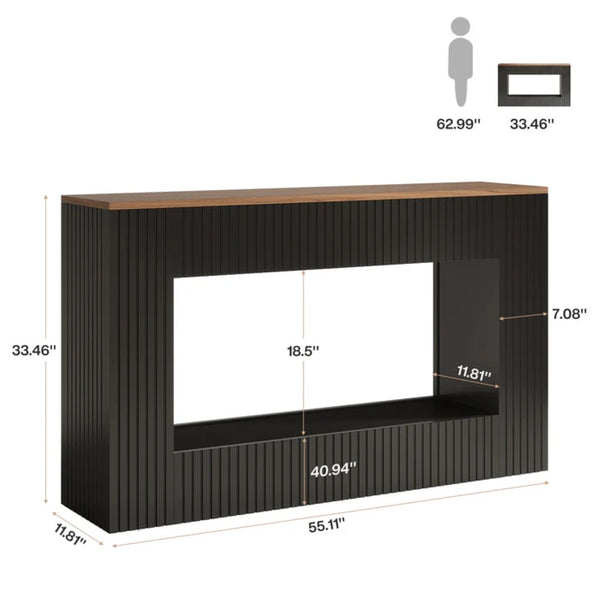 English Elm Coffe Fluted Console Table Walnut Top Mdf Entryway Sofa Back Modern Accent T3971P449793