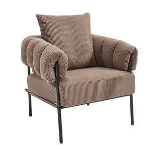 English Elm TS Modern decorative chair with plush teddy fleece upholstery and gold metal legs for luxe comfort and style Light Coffee W2311P308064