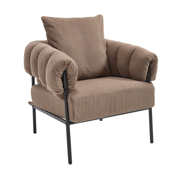 English Elm TS Modern decorative chair with plush teddy fleece upholstery and gold metal legs for luxe comfort and style Light Coffee W2311P308064