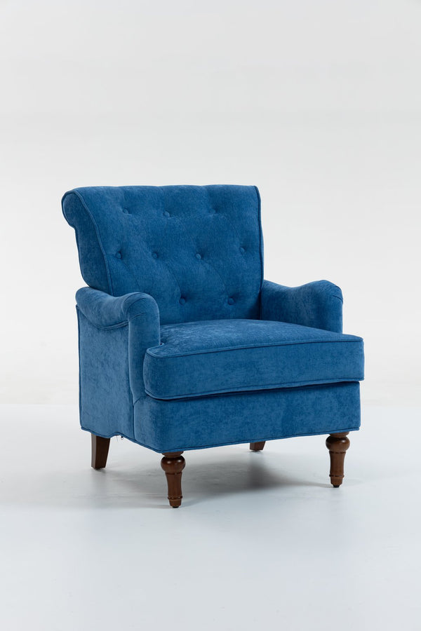 English Elm Accent Light Blue Chenille Club Chair with Ergonomic Curved Back, Removable Cushions, 300lb Capacity W3042P390762