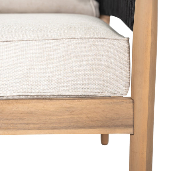 English Elm Christopher Knight Home® - Verona Outdoor Acacia Wood Loveseat With Beige Cushion & Black Rope Accents For Stylish Patios N775P309257B