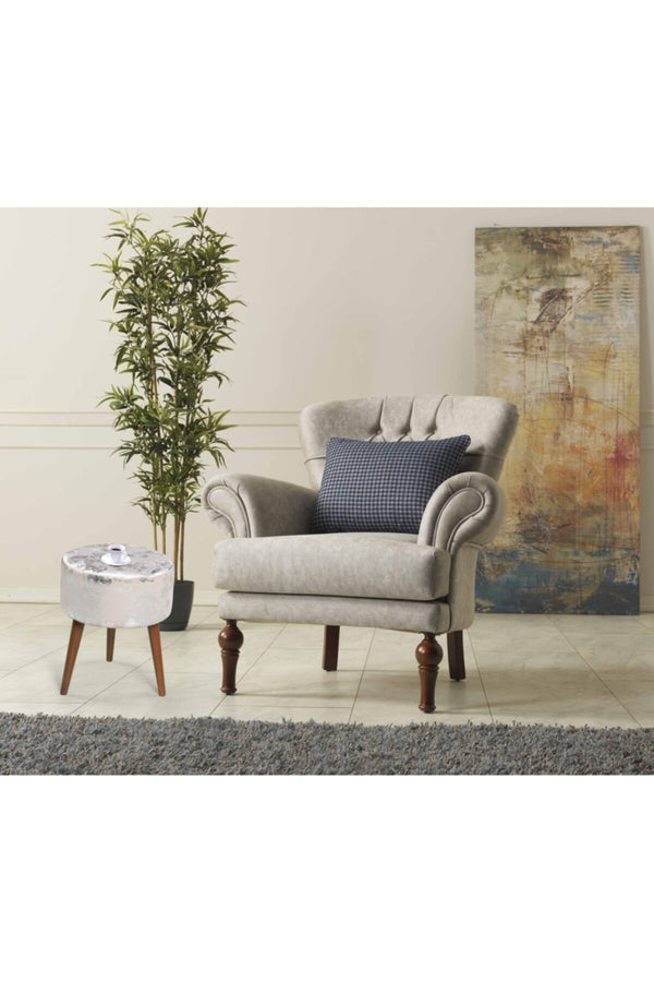 English Elm Flora Ottoman 106 - Elegant Ivory Silver Pattern, Compact Footrest & Extra Seating For Any Space B029P210380