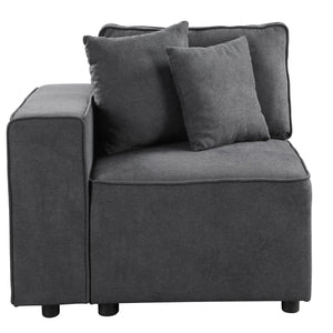 English Elm Grey Left Facing Loose Back Accent Chair with Tight Seat, Duo Throw Pillows, Modern Comfort Appeal B062P186460