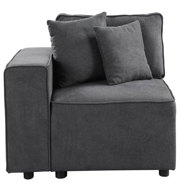 English Elm Grey Left Facing Loose Back Accent Chair with Tight Seat, Duo Throw Pillows, Modern Comfort Appeal B062P186460