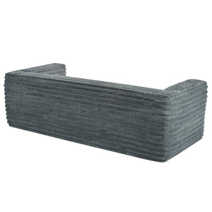 English Elm 89" Modern Corduroy Couch Plush 3-Seat Sofa with Squared Arms, Super Soft Luxury Seating for Living Spaces Grey W680P214252