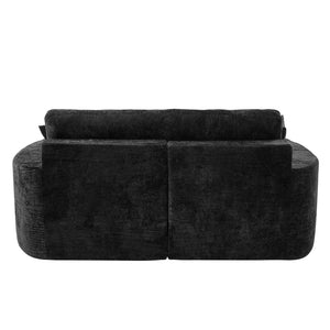 English Elm Swivel Barrel Accent Chair Chenille Tufted Round Club Seat for Living Room Lounge Black N719S002240B