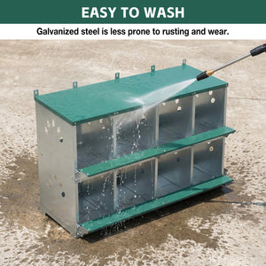English Elm 8 Compartment Galvanized Steel Hen Nesting Unit Wall Mount Coop with Roll Forward Egg Tray W1422P246453