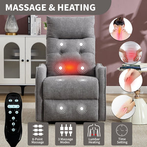 English Elm Beige Chenille Power Lift Recliner with Massage Heat and Usb for Senior Comfort Light Gray W1803P369078
