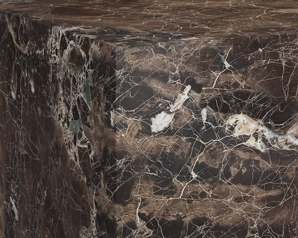Sunpan LAROS End Table - Stunning Crema Breccia Marble Accent for Modern Living Spaces and Décor Brown 112368
