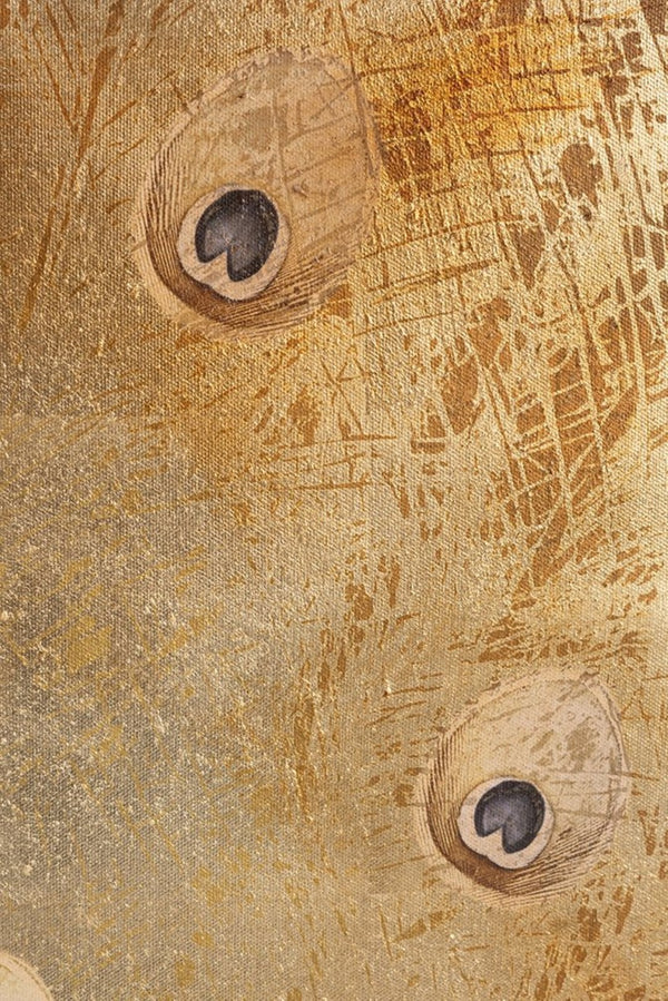 English Elm 30.7x46.5x1.4" Hand-painted Peacock Acrylic Canvas Art with Radiant Gold Textured Ground W2078P481778