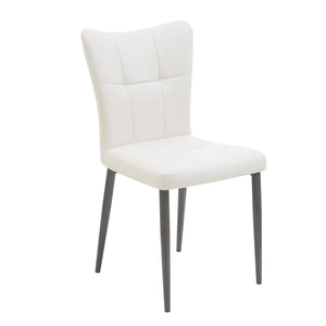 English Elm Set of 2 Dining Chairs with Thick Cushions and PU Leather Upholstery — Modern Sturdy Iron Frames for Home & Restaurant Seating Black,White N842P300566K