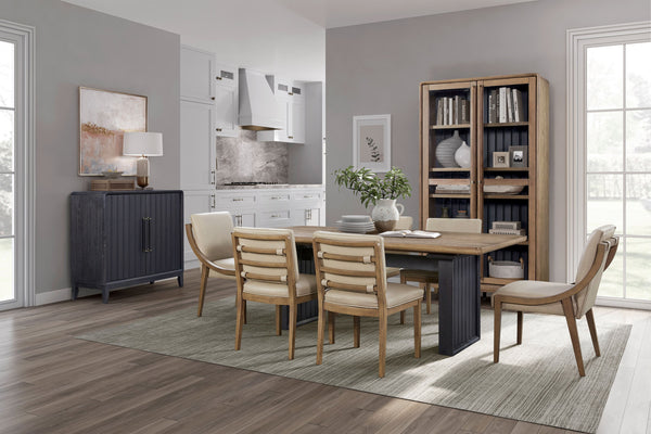 English Elm Double Double Pedestal Table Latte Finish with Leaf, 106.25" Extendable Solid Wood & Elm Veneer Elegance B2699P237501