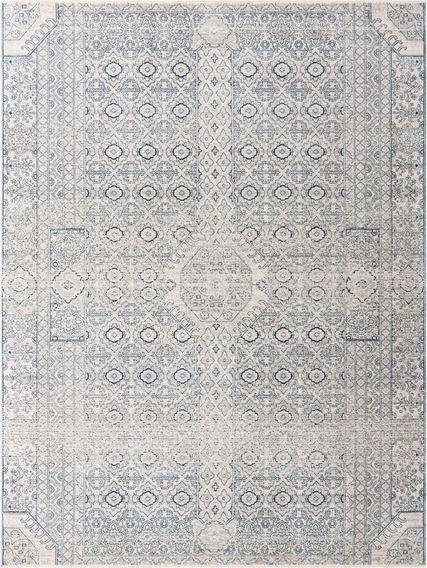 Unique Loom Newport Chepstow Machine Made Border Rug Gray, Ivory 9' 0" x 12' 2"