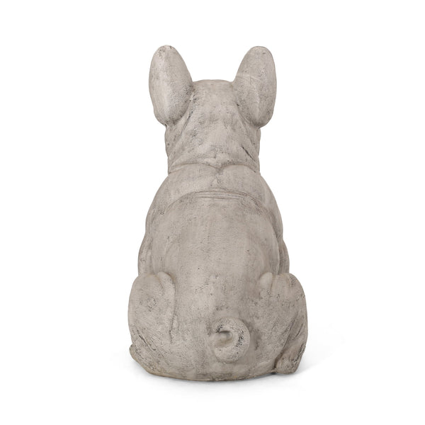 English Elm Christopher Knight Home® - DOG French Bulldog Garden Sculpture Cast Stone Outdoor Accent with Antique Wash, Durable Charm Rustic White 70293.00RUSWHTGRN