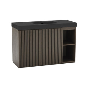 English Elm Grace Floating Walnut Vanity with Solid Surface Sink and Soft Close Storage Drawers Oak,Smoke W1865S00225