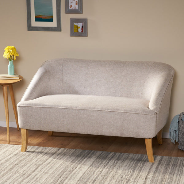 English Elm Christopher Knight Home® - LOVESEAT Modern Beige Fabric 100% Polyester Single Cushion, Birch Legs, Compact 49.75"W x 30.5"H Comfort 60867.00BTWD