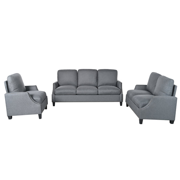 English Elm 3 Piece Living Room Sofa Set - Modern 3-Seater Sofa, Loveseat & Accent Chair For Cozy Spaces W680S00086