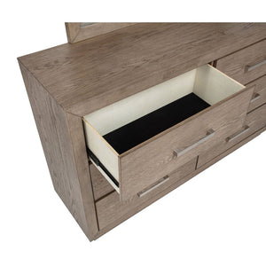 English Elm Gibbons Six Drawer Dresser Warm Brown Finish with Chrome Pulls for Modern Bedroom B062P447734