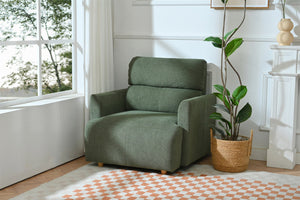 English Elm Oversized Storage Ottoman Accent Chair with Deep Wide Seat, Mid-Century Upholstered Lounge Sofa for Cozy Reading and Relaxation Dark Green W1028S00045