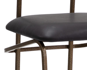 Sunpan Gibbons Mid-Century Modern Barstool - Handcrafted Leather Design with Unique Artisan Charm Antique Brass / Charcoal Black Leather