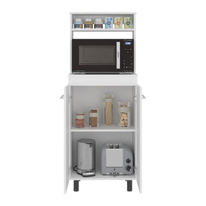English Elm Enderlin Kitchen Microwave Stand with Open Shelves Cabinet White Melamine Finish B097P474297