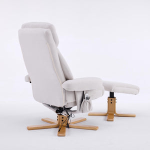 English Elm Black Pu Leather Swivel Accent Chair with Ottoman Heated Massage Wood Base Lounge W3248P464442