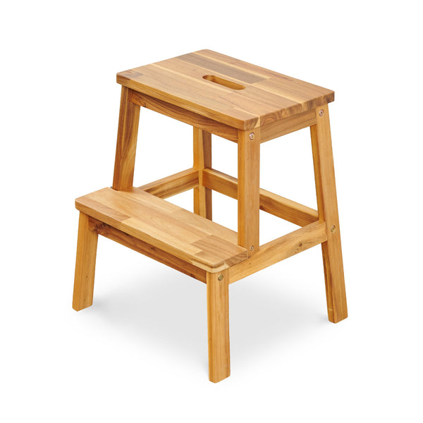 English Elm 2-Step Solid Acacia Wood Stool for Adults & Kids, 19.6" Tall, 250 lb Capacity, Portable Bench W2391P149795