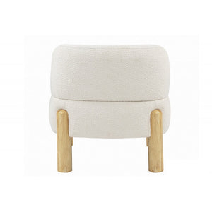 English Elm Glam Cream Burlap Accent Chair Plush Armless Seat with Warm Wooden Legs B011P423336