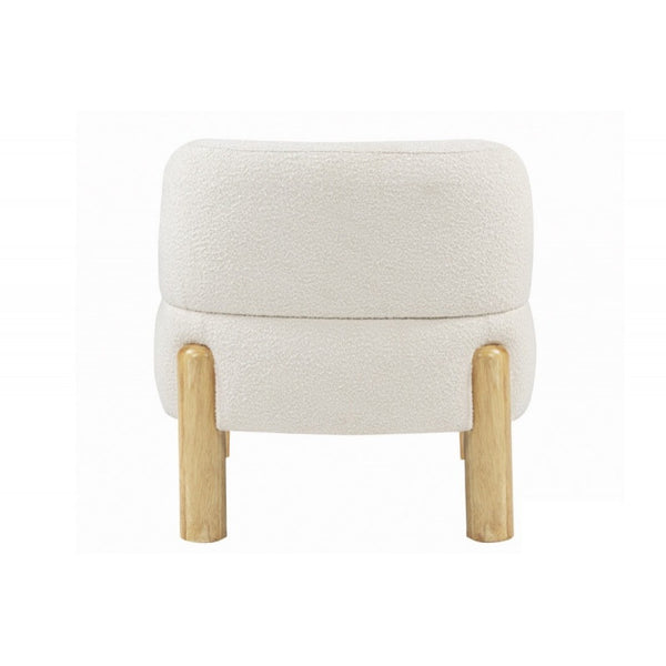 English Elm Glam Cream Burlap Accent Chair Plush Armless Seat with Warm Wooden Legs B011P423336