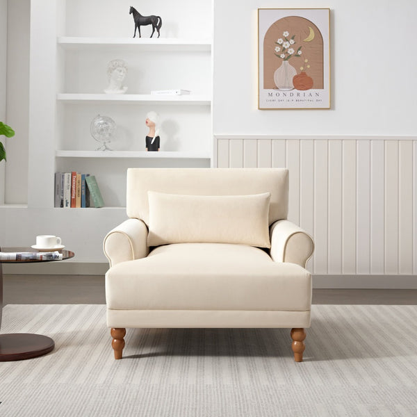English Elm Mirod Oversized Polyester Accent Chair with Column Legs and Ergonomic Lumbar Support Beige N760S0000028B