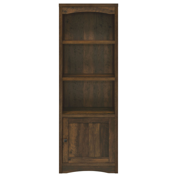 English Elm Stott Dark Pine Media Tower with Adjustable Shelves and Display Space, 70.75" Tall Brown Storage Unit B062P299839