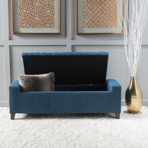 English Elm Christopher Knight Home® - GUERNSEY Ottoman with Tufted Top and Hidden Storage Bench — Sleek Fabric Seat, Footrest & Organizer Navy Blue 59336.00DBL