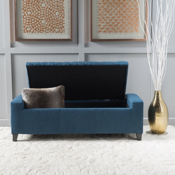 English Elm Christopher Knight Home® - GUERNSEY Ottoman with Tufted Top and Hidden Storage Bench — Sleek Fabric Seat, Footrest & Organizer Navy Blue 59336.00DBL