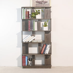 English Elm 31.5" Tall 5-tier Mdf Bookcase Slim Open Shelving Unit for Office Bedroom Living Room Dark Brown W2899P444163