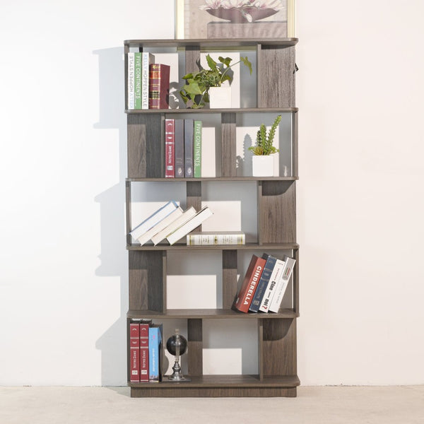 English Elm 31.5" Tall 5-tier Mdf Bookcase Slim Open Shelving Unit for Office Bedroom Living Room Dark Brown W2899P444163