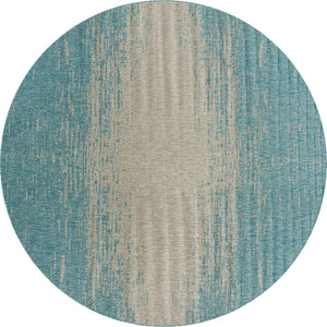Unique Loom Outdoor Modern Ombre Machine Made Abstract Rug Aqua, Ivory/Gray 10' 8" x 10' 8"