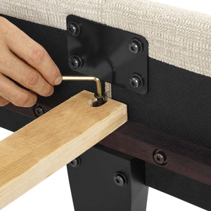 English Elm Bridgevine Bridger King Tufted Beige Upholstered Platform Bed – Modern Panel Design, Durable 100% Polyester, Easy Assembly (Box Spring Required) B108P391229