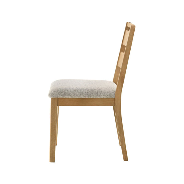 English Elm Set of 2 Ladder Back Dining Chairs Washed Oak Frame Bouclé Cushion Farmhouse B016P453424