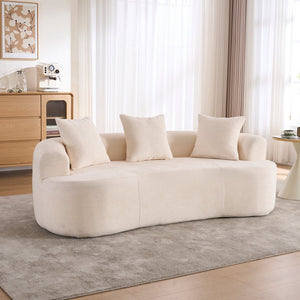English Elm Crescent-shaped Cloud Sofa Three Seat Low Profile Chenille Living Room Curved Couch White W2012P375723