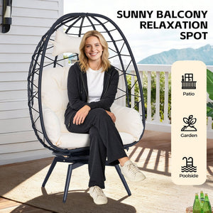 English Elm Oversized Swivel Rattan Egg Chair Hand Woven Wicker Lounge for Patio or Indoors T5880P500998