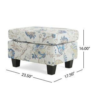 English Elm Upholstered Compact Ottoman with Birch Legs Padded Footrest for Living Room Decor N757P377351F