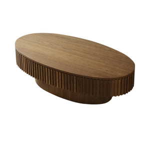 English Elm 47'' Oval Lift Top Coffee Table Wood Veneer Fluted Base Hidden Storage Living Room W1435P427189