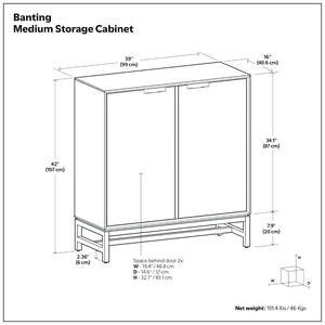 English Elm Banting Solid Rubberwood Storage Cabinet with Graphite Metal Base for Home Office B136P436060