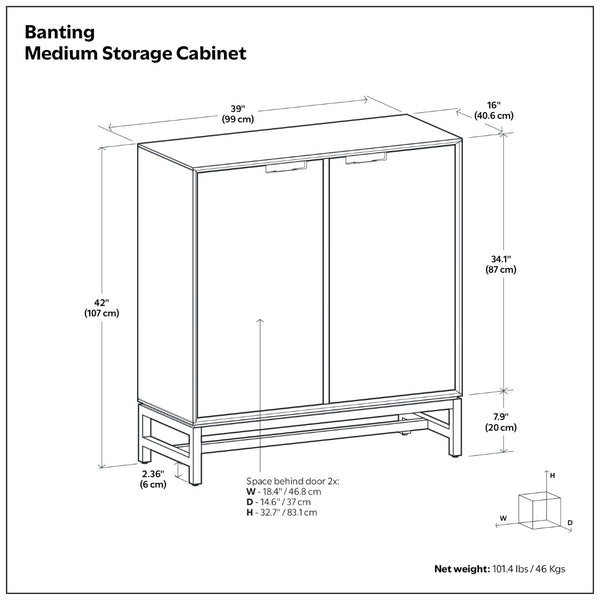 English Elm Banting Solid Rubberwood Storage Cabinet with Graphite Metal Base for Home Office B136P436060