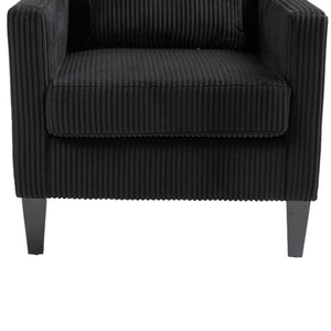 English Elm COOLMORE Modern Accent Chair with Plush Corduroy Upholstery, Solid Wood Frame and Two Pillows Black W395P195364