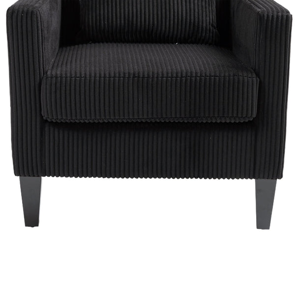 English Elm COOLMORE Modern Accent Chair with Plush Corduroy Upholstery, Solid Wood Frame and Two Pillows Black W395P195364