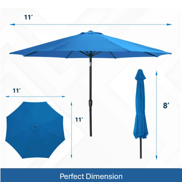 English Elm 11 Foot Market Patio Umbrella Uv Blocking Crank Tilt Aluminum Pool Backyard B082P454963